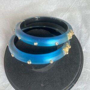 Alexis Bittar Blue and Gold Studded Bracelets